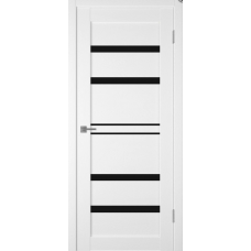 Дверь межкомнатная ВДФ Атум Про X26 Дуб молочный, стекло черное "Лакобель черный"